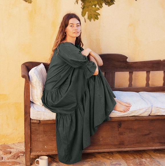 Daughters of India Dresses & Skirts - Daughters of India Sahana Gown Emerald Green Size Small Dress Handmade Cotton